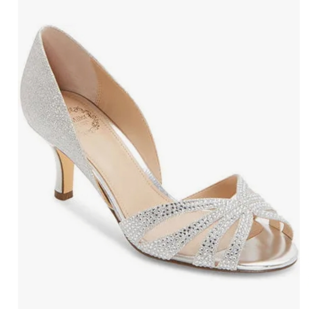 Brand New IMiller Carey  Silver Special Occasion Peep Toe New With Box